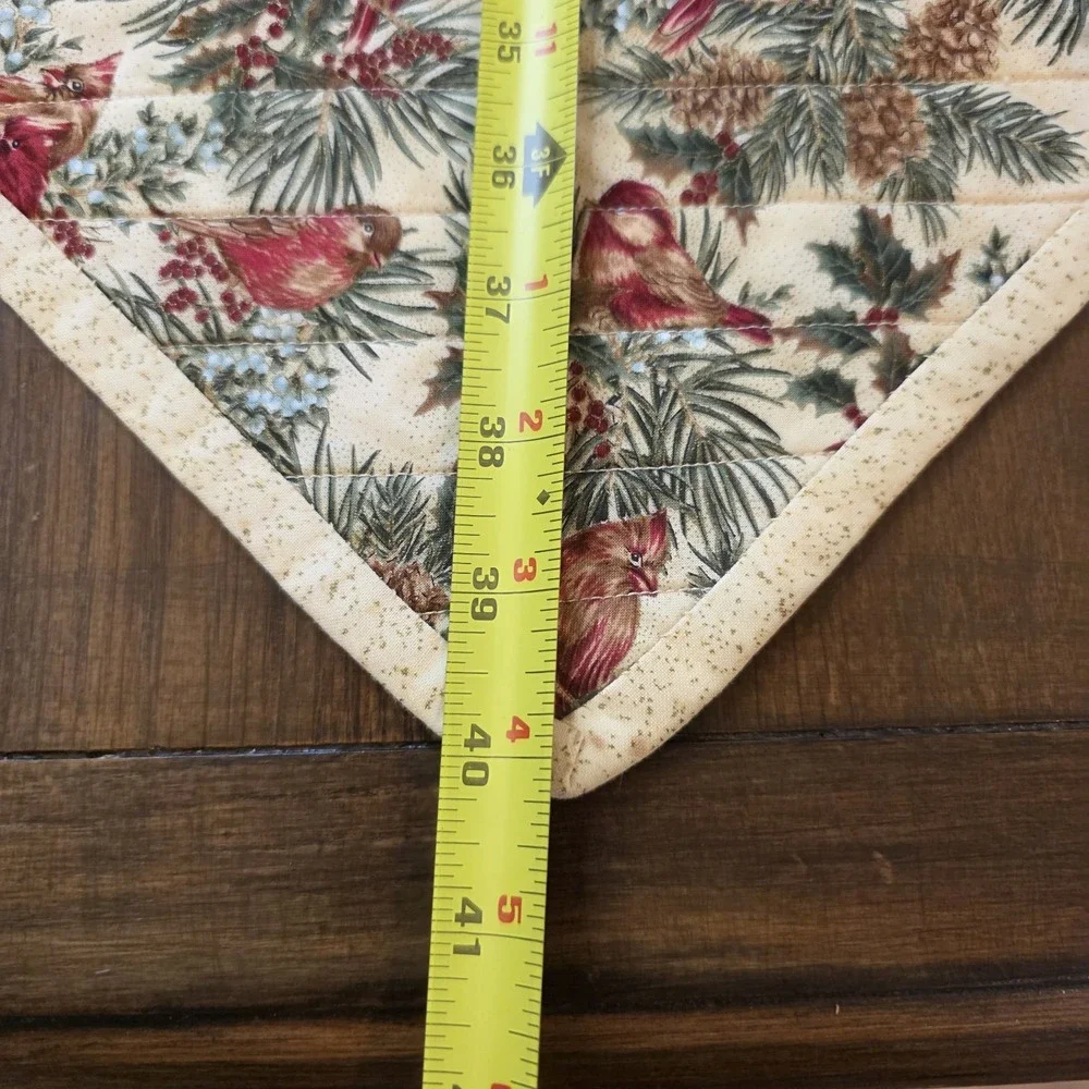 Reversible Christmas Thanksgiving Quilted Table Runner Handmade 14.5x40